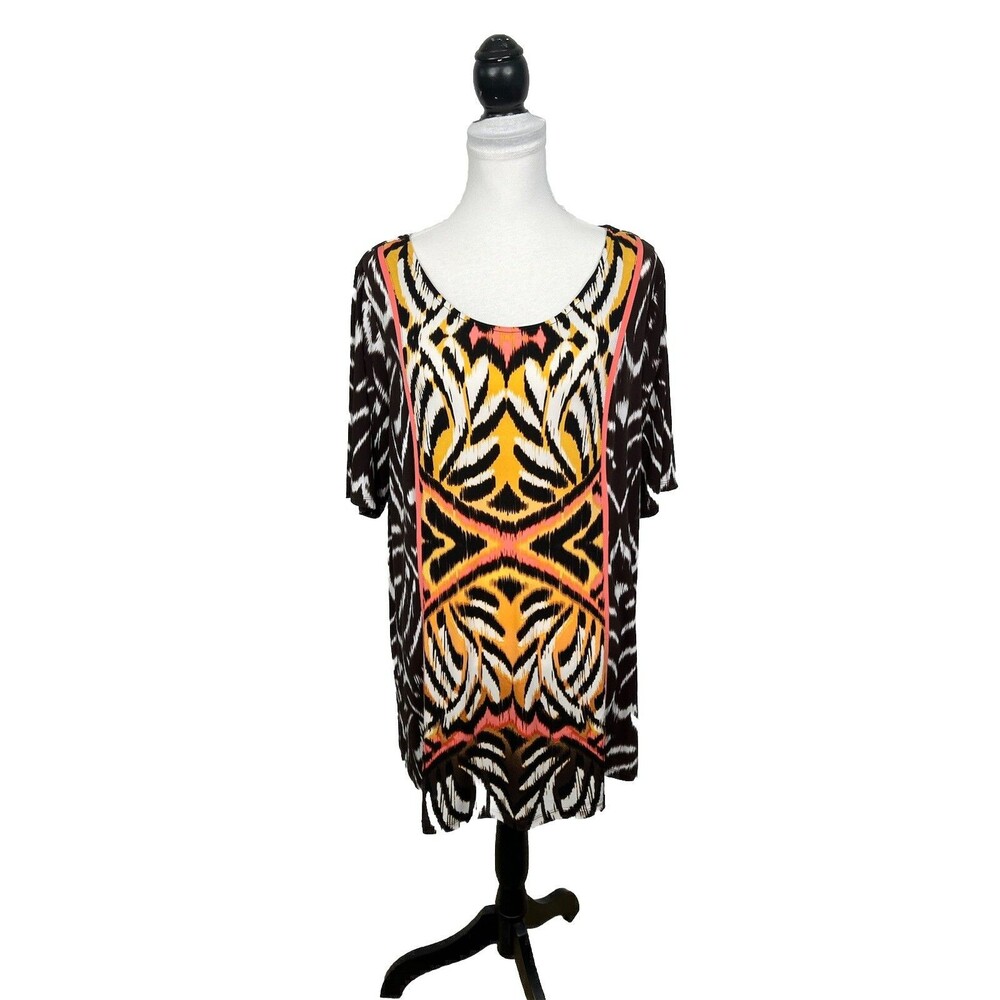 Style & Co. Dress Plus Size 1X Pullover Short Round Neck Shift Geometric Print
